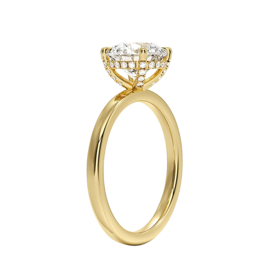 1 TO 5 CT Lab Grown Round Cut Lumiere 2mm Diamond Ring with Hidden Halo in 10K/14K/18K Gold | Pooja Diamond | IGI Certified Lab Diamond