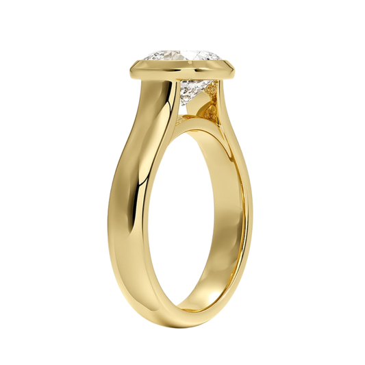 1 TO 5 CT Modern lab grown Cushion cut diamond solitaire ring in 10K/14K/18K gold with T-bar setting | Pooja Diamond | IGI Certified Lab Diamond