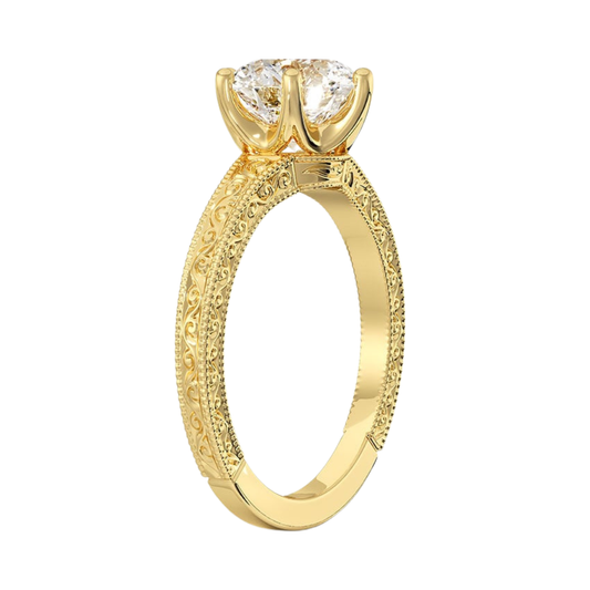 1 TO 5 CT Lab Grown Round Cut Diamond Hudson Engraved Ring in 10K/14K/18K Gold | Pooja Diamond | IGI Certified Lab Diamond