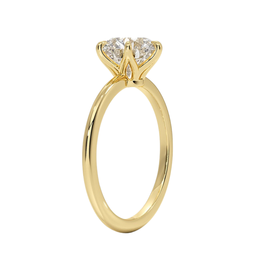 1 TO 5 CT Lab Grown Round Cut Diamond Petite Esme 1.5mm Solitaire Ring in 10K/14K/18K Gold – Elegant Cathedral Setting | IGI Certified Lab Diamond