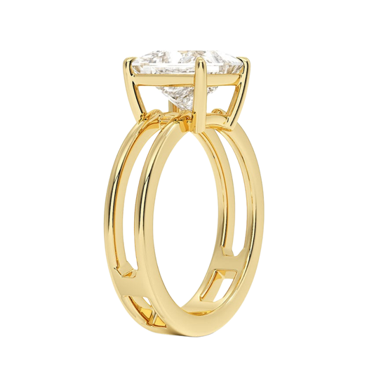 1 TO 5 CT Lab Grown Princess Cut Diamond Split Shank Ring in 10K/14K/18K Gold | Pooja Diamonds |IGI Certified Lab Diamond