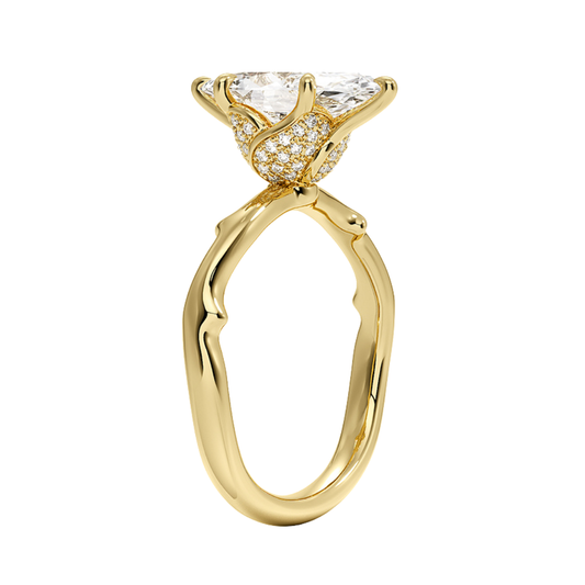 1 TO 5 CT Luxury Lab Grown Marquise Cut Rose Thorn Hidden Accent Diamond Ring with Pave Basket in 10K/14K/18K Gold | Pooja Diamond | IGI Certified Lab Diamond