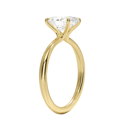 1 TO 5 CT Lab Grown Oval Cut Diamond Freesia 2mm Solitaire Ring in 10K/14K/18K Gold | Minimalist Twisted Prong Design | IGI Certified Lab Diamond