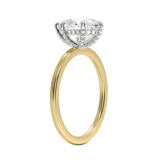 1 TO 5 CT Lab Grown Pear Cut Diamond Mixed Metal Lumiere Diamond Ring in 10K/14K/18K Gold with Hidden Halo | Pooja Diamond  | IGI Certified Lab Diamond
