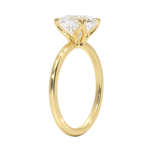 1 TO 5 CT Lab Grown Cushion Cut Aveline Solitaire Ring in 10K/14K/18K Gold | Infinity Prong Setting | IGI Certified Lab Diamond