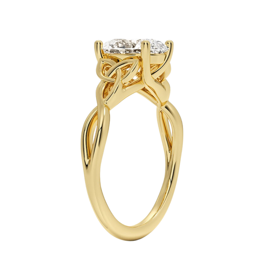 1 TO 5 CT Lab Grown Oval Cut Diamond Solitaire Ring in 10K/14K/18K Gold | Elegant Twist Design – Pooja Diamond | IGI Certified Lab Diamond
