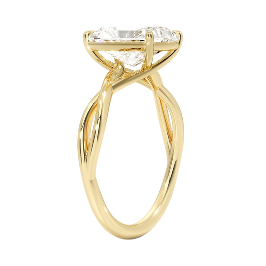 1 TO 5 CT Lab Grown Radiant Cut Diamond Engagement Ring in 10K/14K/18K Gold | Twisted Shank Solitaire | Pooja Diamonds|IGI Certified Lab Diamond