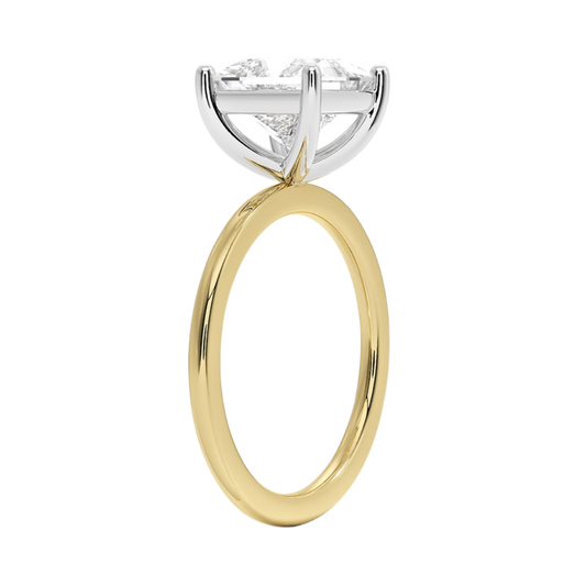 1 TO 5 CT Lab Grown Princess Cut Diamond Mixed Metal Perfect Fit Solitaire Ring in 10K/14K/18K Gold – Classic High-Set Design | Pooja Diamond | IGI Certified Lab Diamond