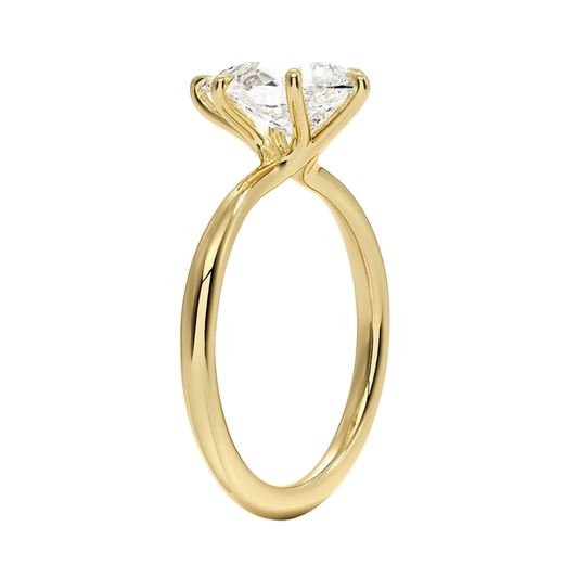 1 TO 5 CT Lab Grown Pear Cut Diamond Freesia 2mm Solitaire Ring in 10K/14K/18K Gold | Minimalist Twisted Prong Design | IGI Certified Lab Diamond
