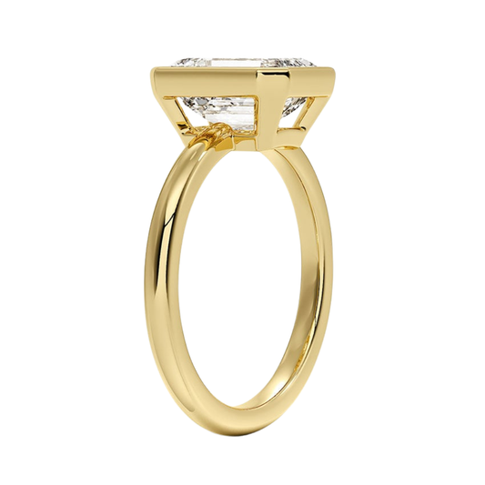 1 TO 5 CT Lab Grown Emerald Cut Diamond Julietta Bezel Solitaire Ring in 10K/14K/18K Gold | Pooja Diamond | IGI Certified Lab Diamond