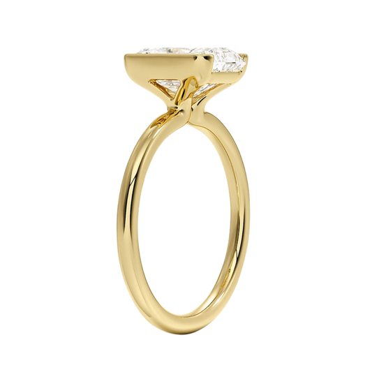 1 TO 5 CT Lab Grown Radiant Cut Diamond Annika Semi-Beze Solitaire Ring in 10K/14K/18K Gold | Pooja Diamonds | IGI Certified Lab Diamond
