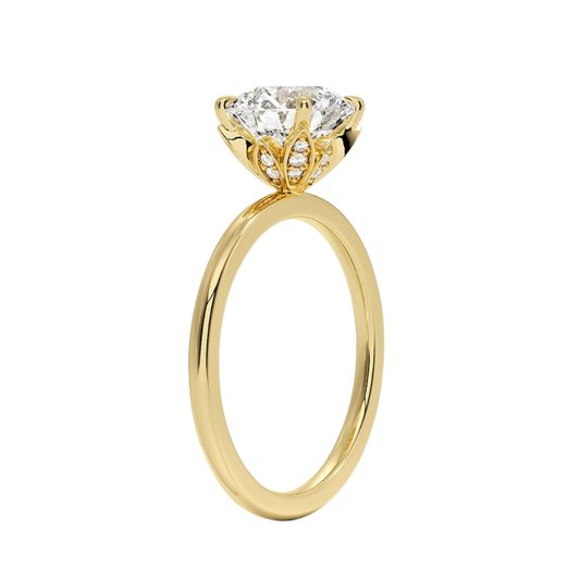 1 TO 5 CT Lab Grown Round Cut Petal 1.5mm Diamond Ring in 10K/14K/18K Gold with Hidden Halo Gallery | Pooja Diamond | IGI Certified Lab Diamond