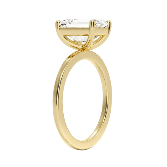 1 TO 5 CT Lab Grown Emerald Cut Diamond Perfect Fit 1.4mm Solitaire Ring in 10K/14K/18K Gold – Classic Basket Setting | Pooja Diamond | IGI Certified Lab Diamond