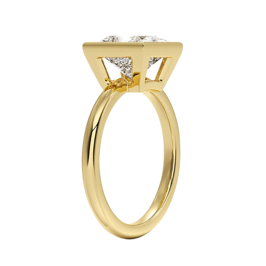 1 TO 5 CT Lab Grown Princess Cut Diamond Julietta Bezel Solitaire Ring in 10K/14K/18K Gold | Pooja Diamond | IGI Certified Lab Diamond