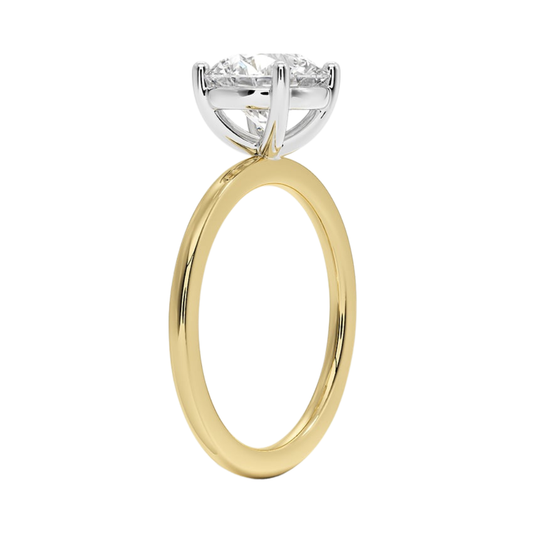 1 TO 5 CT Lab Grown Round Cut Diamond Mixed Metal Perfect Fit Solitaire Ring in 10K/14K/18K Gold – Classic High-Set Design | Pooja Diamond | IGI Certified Lab Diamond