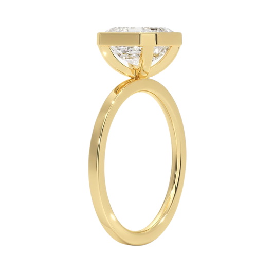 1 TO 5 CT Lab Grown Asscher Cut Diamond Noemi Bezel Ring in 10K/14K/18KGold – Modern Basket Setting | Pooja Diamond | IGI Certified Lab Diamond
