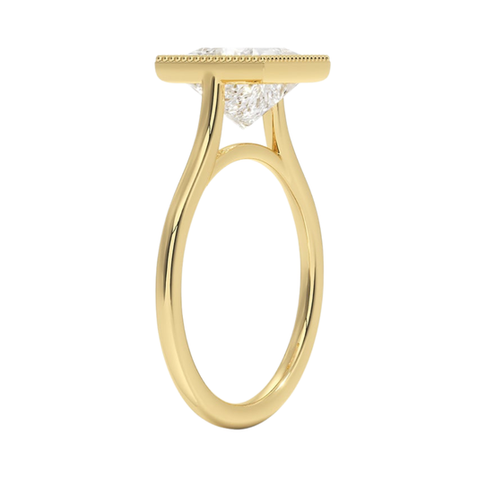 1 TO 5 CT Lab Grown Princess Cut Diamond Margot Bezel Set Ring in 10K/14K/18K Gold | Pooja Diamond | IGI Certified Lab Diamond