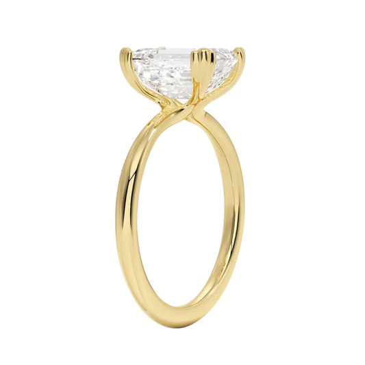 1 TO 5 CT Lab Grown Emerald Cut Solitaire Diamond Freesia Triple-Prong Solitaire Ring in 10K/14K/18K Gold | Pooja Diamond | IGI Certified Lab Diamond