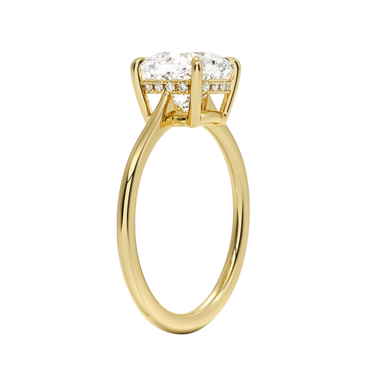 1 TO 5 CT Luxury Cushion Cut Lab Grown Diamond Ring with Elle Hidden Halo in 10K/14K/18K Gold | Pooja Diamond | IGI Certified Lab Diamond