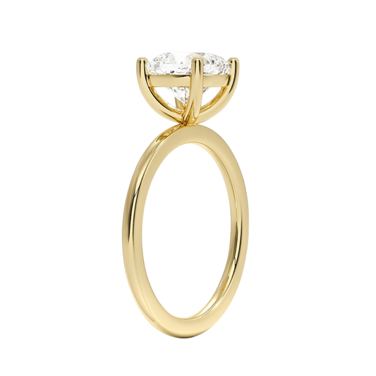 1 TO 5 CT Lab Grown Cushion Cut Diamond Perfect Fit 1.4mm Solitaire Ring in 10K/14K/18K Gold – Classic Basket Setting | Pooja Diamond | IGI Certified Lab Diamond