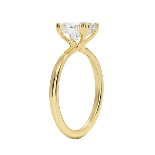 1 TO 5 CT Lab Grown Oval Cut Solitaire Diamond Freesia Triple-Prong Solitaire Ring in 10K/14K/18K Gold | Pooja Diamond | IGI Certified Lab Diamond