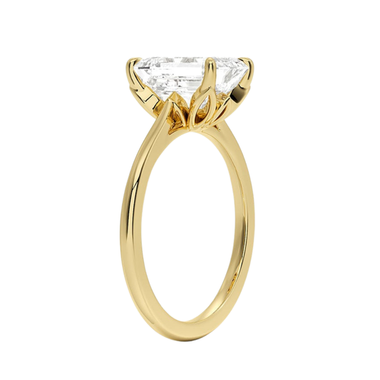 1 To 5 CT Elegant Lab Grown Emerald Cut Diamond Petal 1.5mm Solitaire Ring in 10K/14K/18K Gold | Pooja Diamond | IGI Certified Lab Diamond