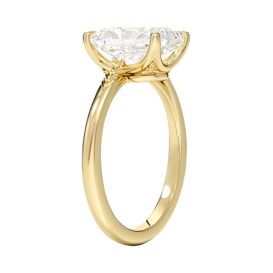 1 TO 5 CT Lab Grown Radiant Diamond Laurel Engraved Ring in 10K/14K/18K Gold | Solitaire Design | IGI Certified Lab Diamond