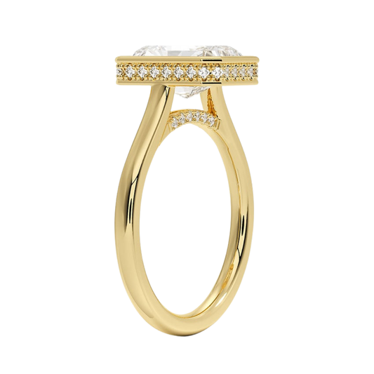 1 TO 5 CT Lab Grown Radiant Cut Diamond Ring with Hidden Pavé Gallery in 10K/14K/18K Gold | Pooja Diamond | IGI Certified Lab Diamond