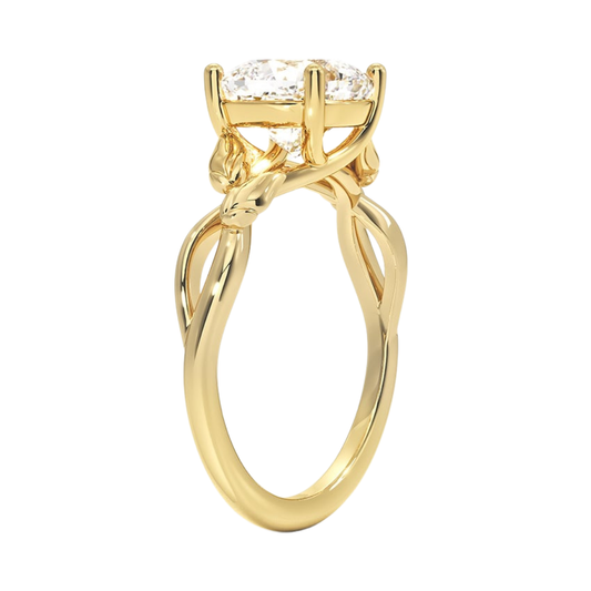 1 TO 5 CT Lab Grown Cushion Cut Diamond Ring in 10K/14K/18K Gold | Twisted Split Shank Solitaire | IGI Certified Lab Diamond