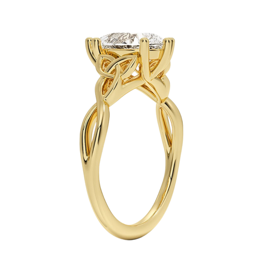 1 TO 5 CT Lab Grown Pear Cut Diamond Solitaire Ring in 10K/14K/18K Gold | Elegant Twist Design – Pooja Diamond | IGI Certified Lab Diamond