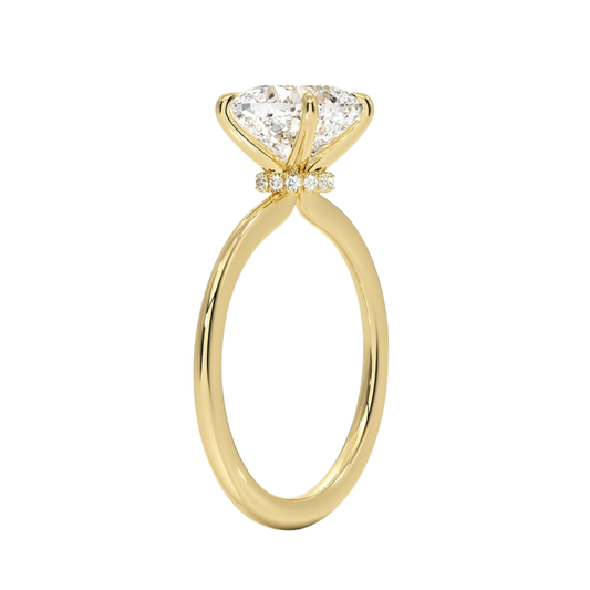 1 TO 5 CT Lab Grown Cushion Cut Petite Secret Halo Diamond Ring in 10K/14K/18K Gold with Hidden Accent Detail |IGI Certified Lab Diamond