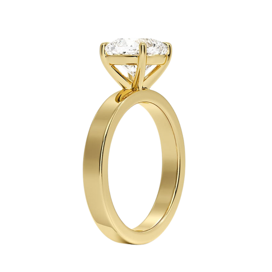 1 TO 5 CT Lab Grown Cushion Cut Diamond Peyton 3mm Solitaire Ring in 10K/14K/18K Gold – Classic Flat Band Design | IGI Certified Lab Diamond