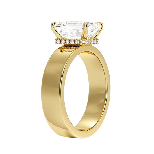 1 TO 5 CT Emerald Cut Lab Grown Alden Diamond Solitaire Ring in 10K/14K/18K Gold |Pooja Daimond |IGI Certified Lab Diamond