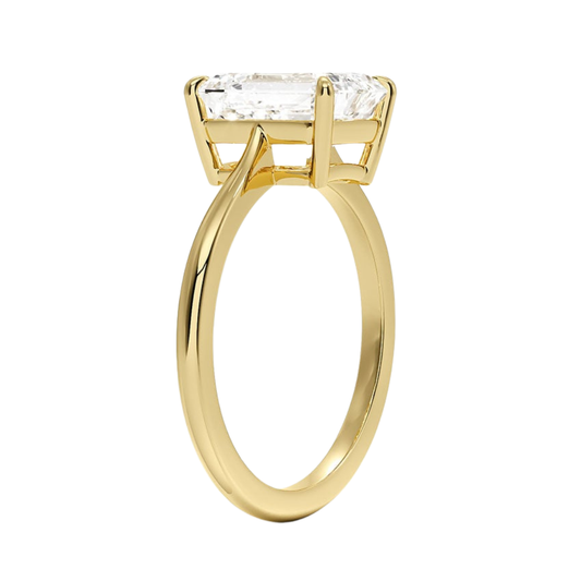 1 TO 5 CT Classic Emerald Cut Lab Grown Diamond Elle Solitaire Ring in 10K/14K/18K Gold | Pooja Diamond | IGI Certified Lab Diamond