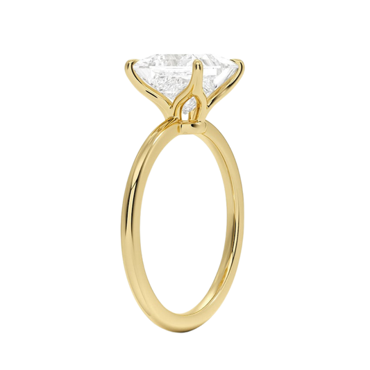 1 TO 5 CT Lab Grown Princess Cut Diamond Petite Elodie 1.5mm Solitaire Ring in 10K/14K/18K Gold – Classic Cathedral Setting | IGI Certified Lab Diamond