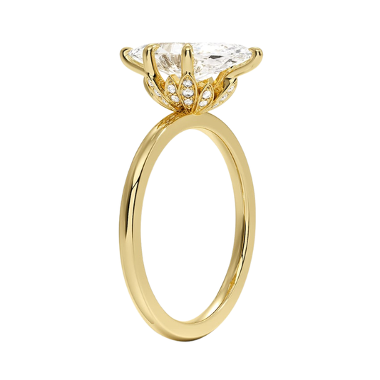 1 TO 5 CT Elegant Lab Grown Marquise Cut Petal Six Prong Diamond Ring with Hidden Halo in 10K/14K/18K Gold | Pooja Diamond | IGI Certified Lab Diamond