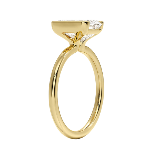 1 TO 5 CT Lab Grown Emerald Cut Diamond Annika Semi-Beze Solitaire Ring in 10K/14K/18K Gold | Pooja Diamonds | IGI Certified Lab Diamond