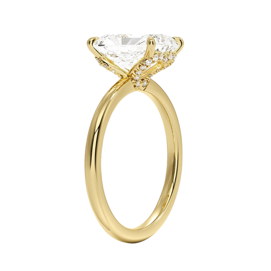 1 TO 5 CT Lab Grown Radiant Cut Hidden Heart Diamond Solitaire Ring with Diamond-Accented Gallery in 10K/14K/18K Gold |Pooja Diamond | IGI Certified Lab Diamond