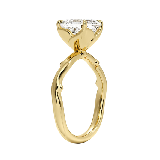 1 To 5 Ct Lab Grown Asscher Cut Diamond Rose Thorn Solitaire Ring in 10K/14K/18K Gold | Pooja Diamond | IGI Certified Lab Diamond