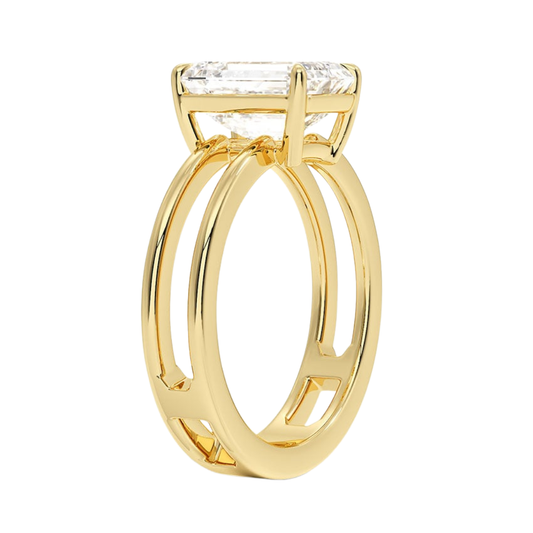 1 TO 5 CT Lab Grown Emerald Cut Diamond Split Shank Ring in 10K/14K/18K Gold | Pooja Diamonds |IGI Certified Lab Diamond