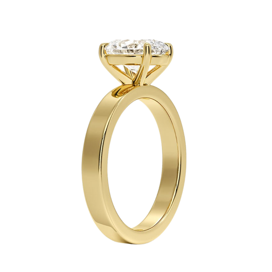 1 TO 5 CT Lab Grown Oval Cut Diamond Peyton 3mm Solitaire Ring in 10K/14K/18K Gold – Classic Flat Band Design | IGI Certified Lab Diamond