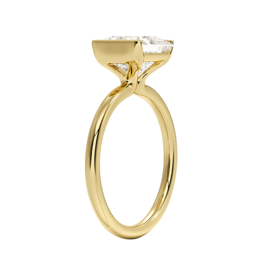1 TO 5 CT Lab Grown Princess Cut Diamond Annika Semi-Beze Solitaire Ring in 10K/14K/18K Gold | Pooja Diamonds | IGI Certified Lab Diamond