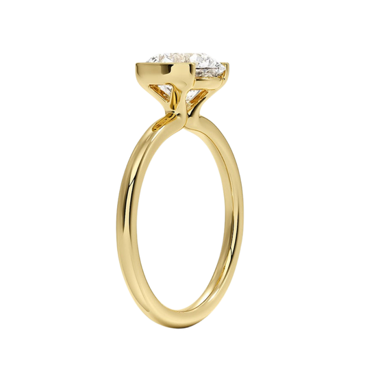 1 TO 5 CT Lab Grown Round Cut Diamond Annika Semi-Beze Solitaire Ring in 10K/14K/18K Gold | Pooja Diamonds | IGI Certified Lab Diamond