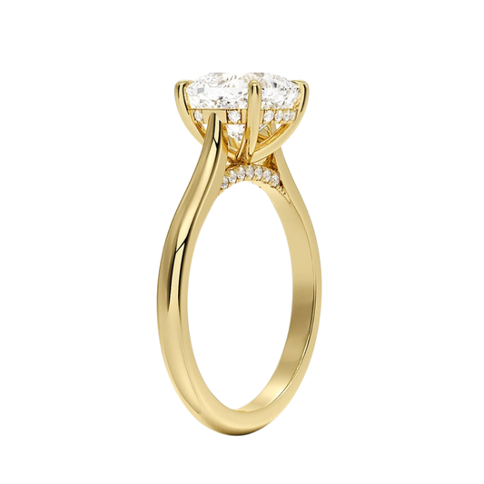 1 TO 5 CT Lab Grown Cushion Cut Diamond Solitaire Ring in 10K/14K/18K Gold with Hidden Halo | Luxury Engagement Ring – Pooja Diamond |IGI Certified Lab Diamond