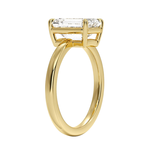 1 TO 5 CT Lab Grown Emerald Cut Diamond Solitaire Ring in 10K/14K/18K Gold | Classic Basket Setting – Pooja Diamond | IGI Certified Lab Diamond