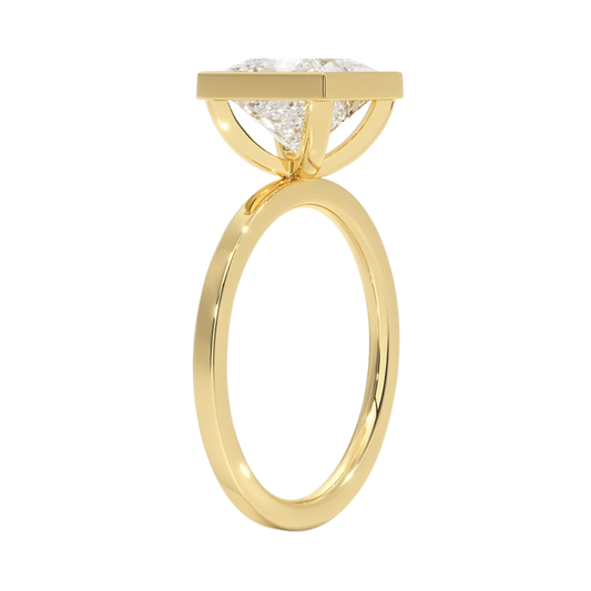 1 TO 5 CT Lab Grown Princess Cut Diamond Noemi Bezel Ring in 10K/14K/18KGold – Modern Basket Setting | Pooja Diamond | IGI Certified Lab Diamond