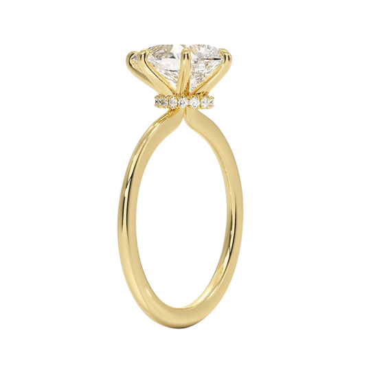 1 TO 5 CT Lab Grown Pear Cut Petite Secret Halo Diamond Ring in 10K/14K/18K Gold with Hidden Accent Detail |IGI Certified Lab Diamond