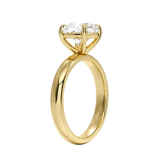 1 TO 5 CT Lab Grown Cushion Cut Audrey Perfect FIt 3mm Solitaire Ring in 10K/14K/18K Gold | Cathedral Setting |IGI Certified Lab Diamond