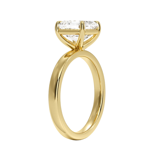 1 TO 5 CT Lab Grown Asscher Cut Diamond Fairmined Perfect Fit Solitaire 2.5mm Ring in 10K/14K/18K Gold | Classic Four-Prong Setting | IGI Certified Lab Diamond