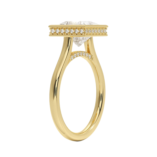 1 TO 5 CT Lab Grown Princess Cut Diamond Ring with Hidden Pavé Gallery in 10K/14K/18K Gold | Pooja Diamond | IGI Certified Lab Diamond